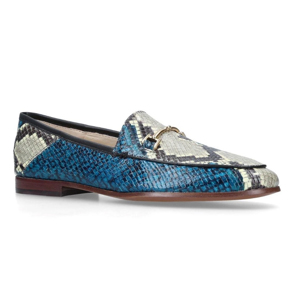 Sam Edelman Lorraine Loafers in Blue Snake Print